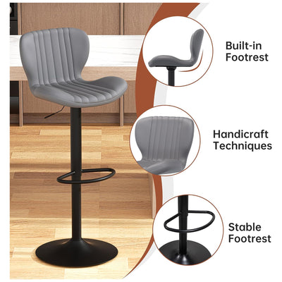 JAMFLY Bar Stools, Leather Adjustable Counter Height Chairs, 2pc, (Open Box) - VMInnovations
