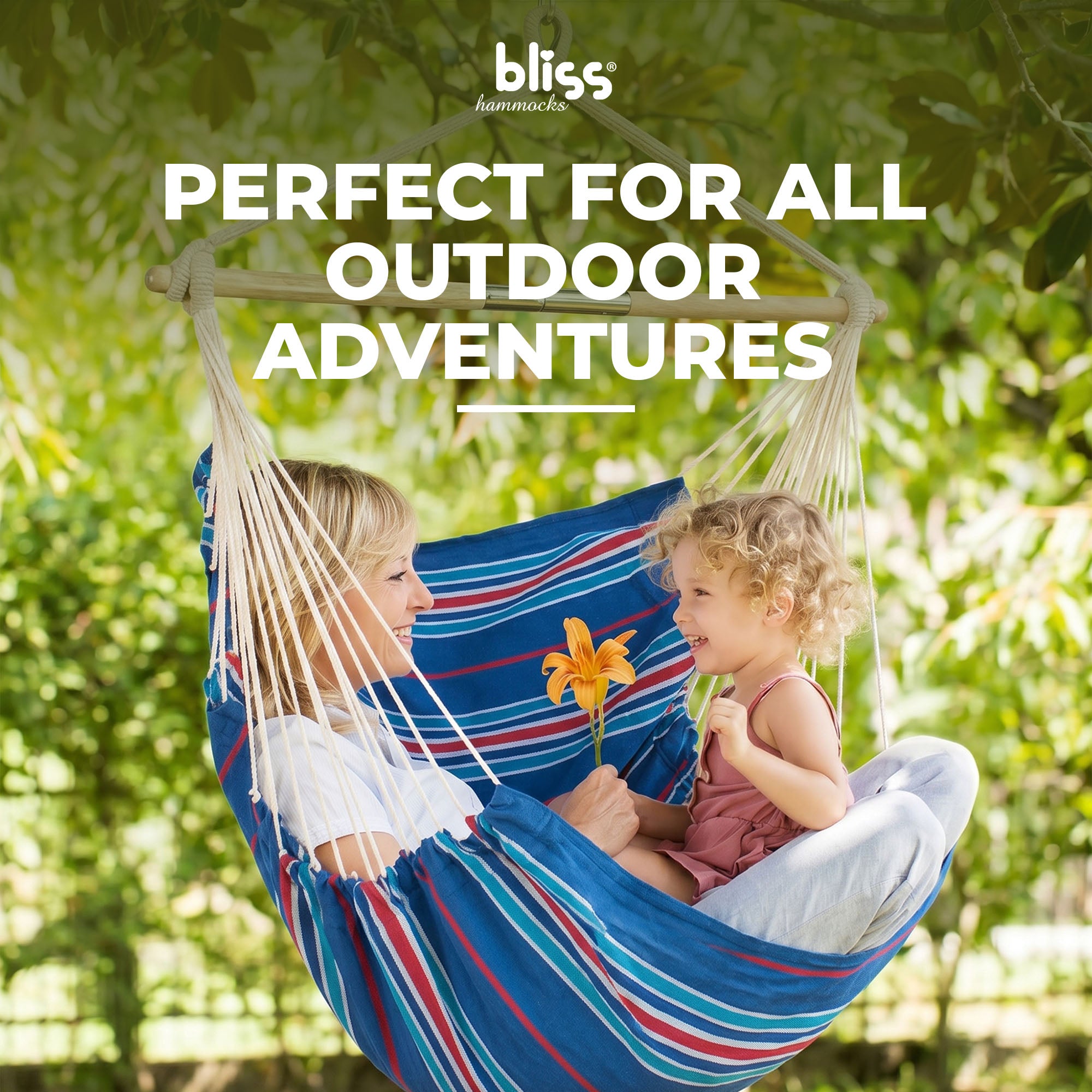 Bliss Hammocks Fabric Hammock Chair w/ Spreader Bar & Hanging Hardware for Patio - VMInnovations