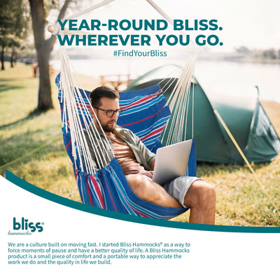 Bliss Hammocks Fabric Hammock Chair w/ Spreader Bar & Hanging Hardware for Patio - VMInnovations