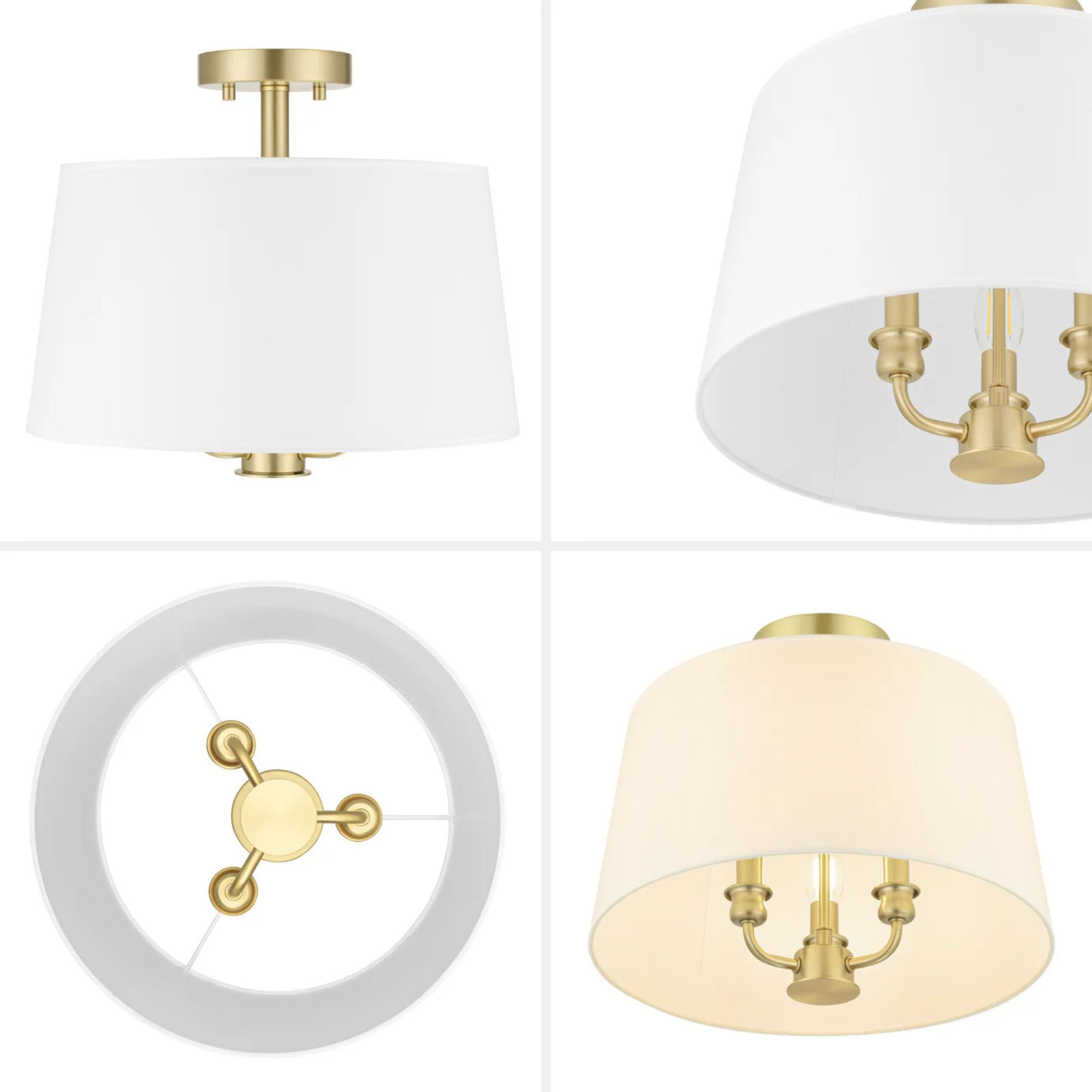 Prominence Home Billet 3 Light Semi Flush Convertible Pendant, Brushed Gold - VMInnovations