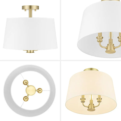 Prominence Home Billet 3 Light Semi Flush Convertible Pendant, Brushed Gold - VMInnovations