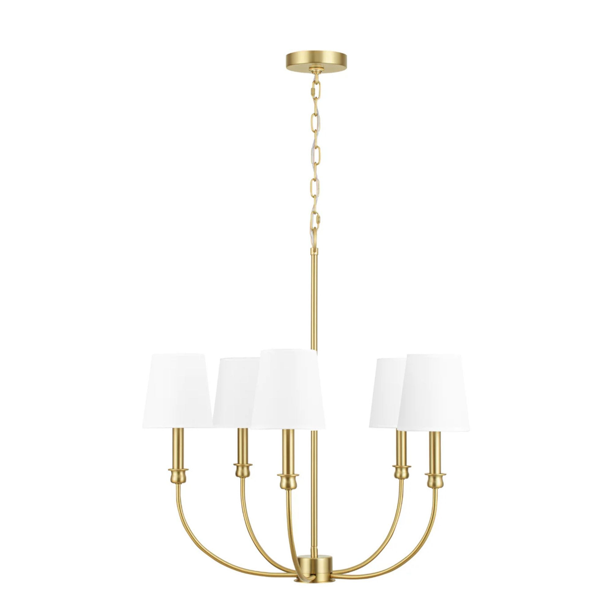 Prominence Home Bilet 5 Lt Linear Chandelier with Fabric Shades, Gold (Open Box)