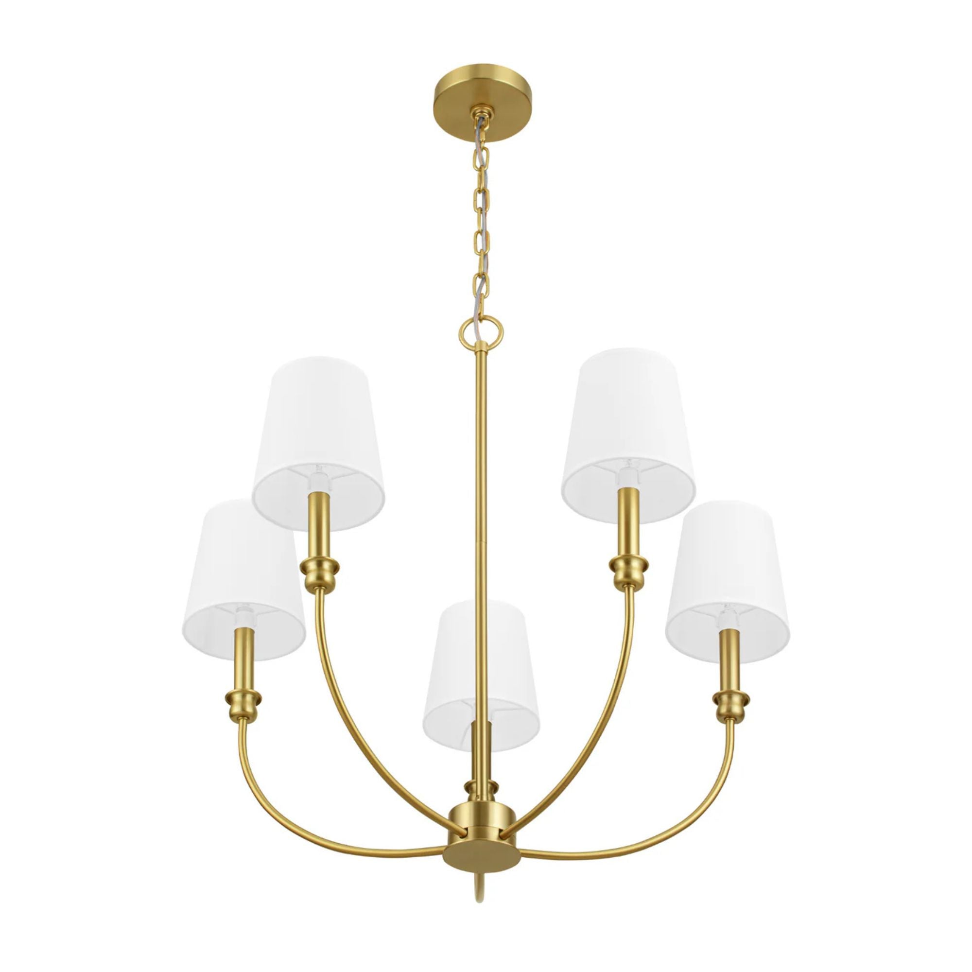 Prominence Home Bilet 5 Lt Linear Chandelier with Fabric Shades, Gold (Open Box)
