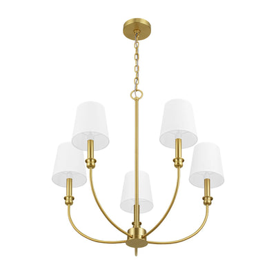 Prominence Home Bilet 5 Lt Linear Chandelier with Fabric Shades, Gold (Open Box)