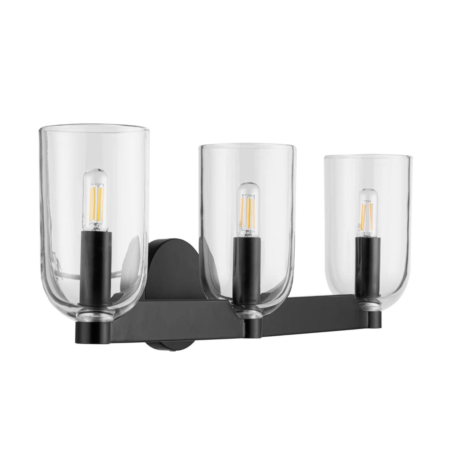 Prominence Home Hansley 3 Light Vanity Light, Damp Rated with Clear Glass, Black - VMInnovations