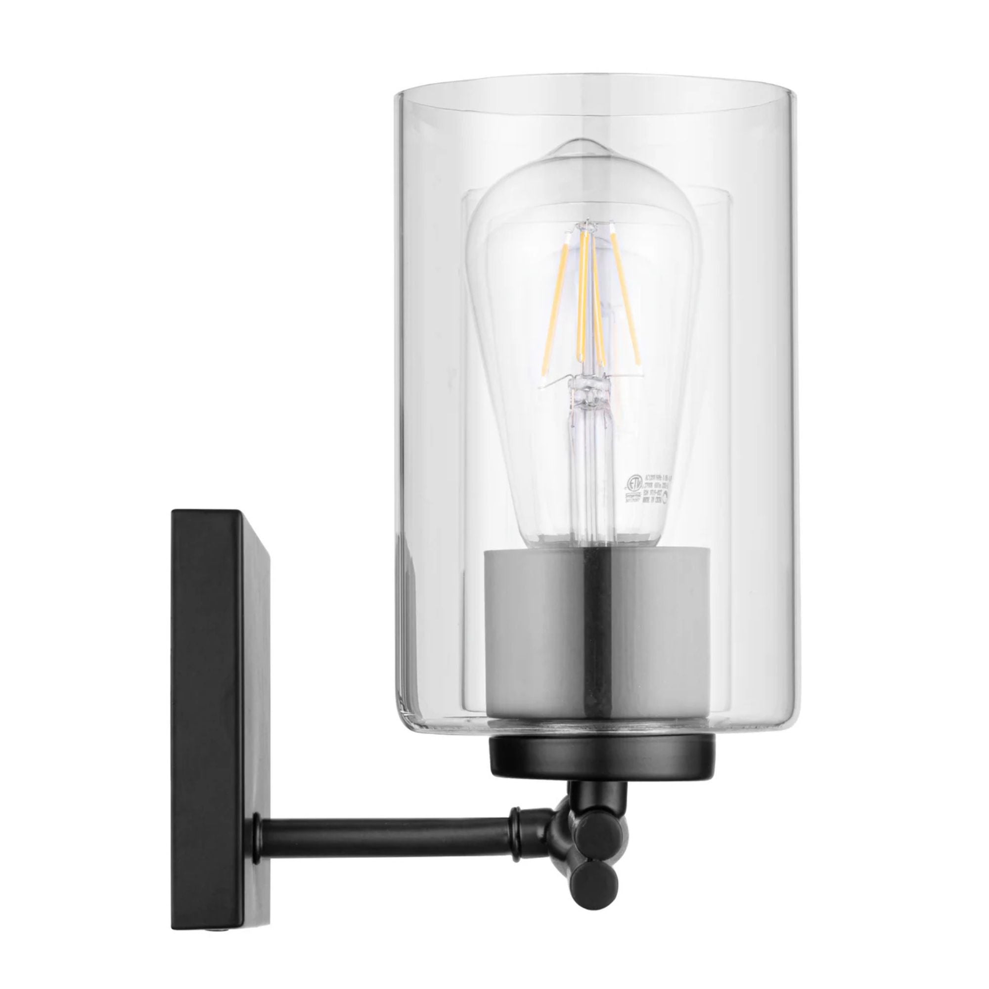 Prominence Home Lantier 3 Light Vanity Light, Damp Rated with Clear Glass, Black - VMInnovations