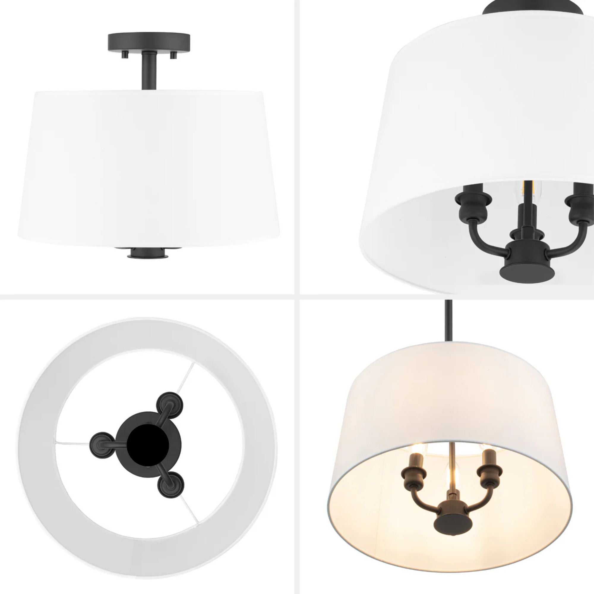 Prominence Home Billet 3 Light Semi Flush Convertible Pendant Light, Matte Black - VMInnovations