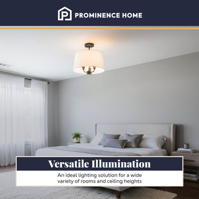 Prominence Home Billet 3 Light Semi Flush Convertible Pendant Light, Matte Black - VMInnovations