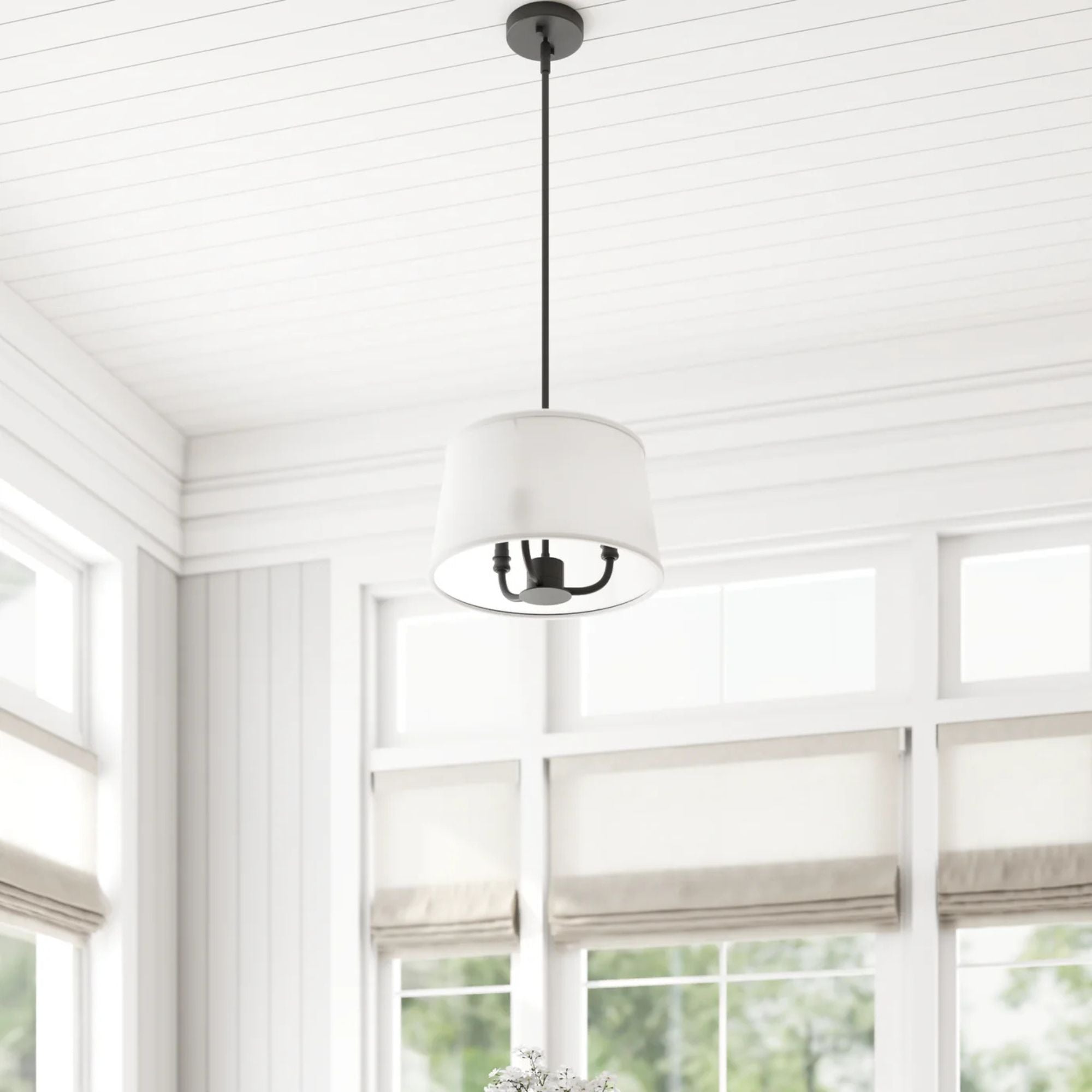 Prominence Home Billet 3 Light Semi Flush Convertible Pendant Light, Matte Black - VMInnovations