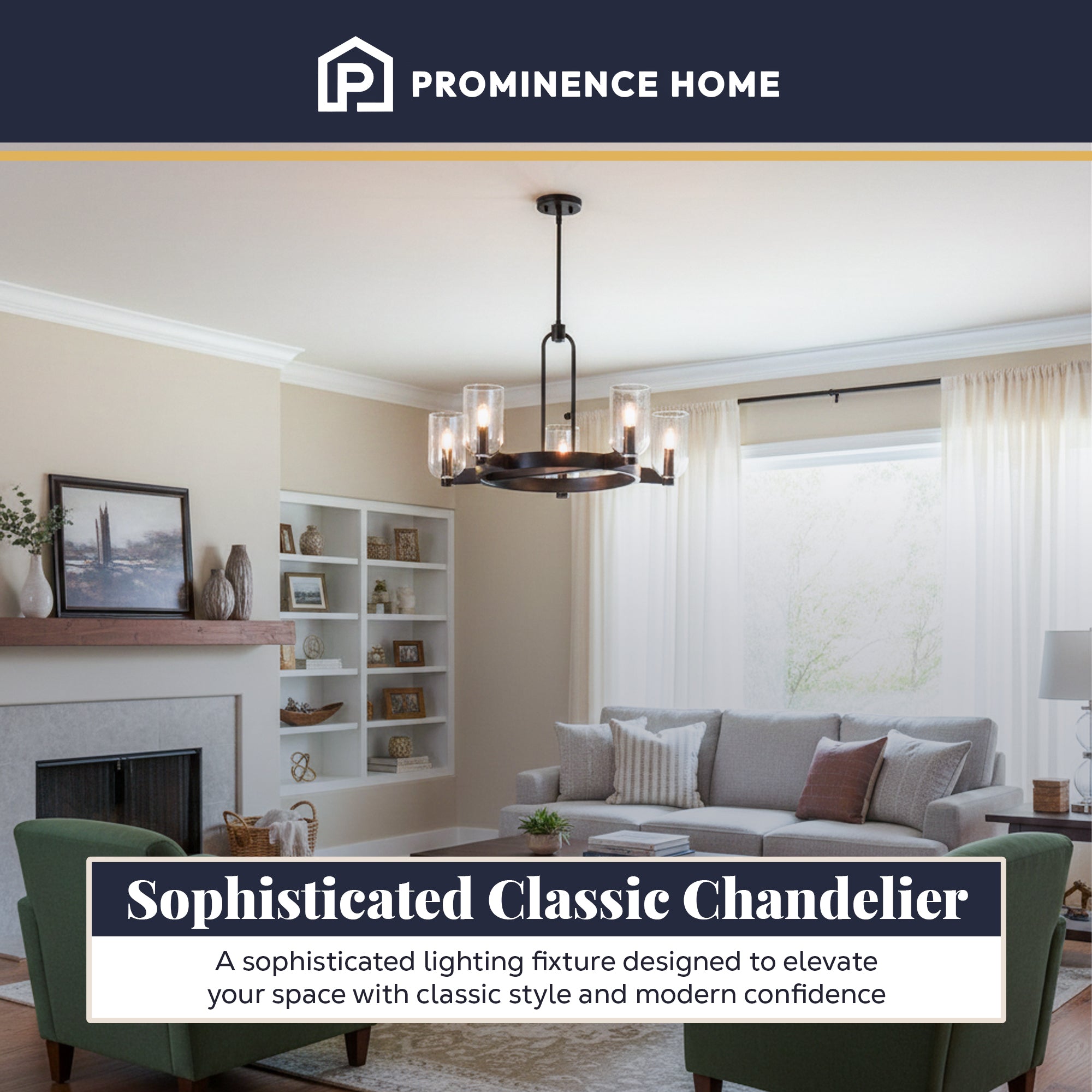 Prominence Home Hansley 5 Light Chandelier with Candelabra Base, Matte Black - VMInnovations