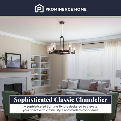 Prominence Home Hansley 5 Light Chandelier with Candelabra Base, Matte Black - VMInnovations