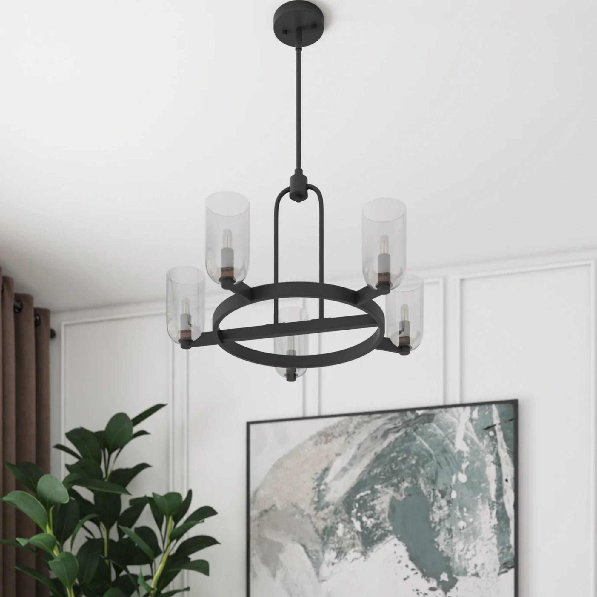 Prominence Home Hansley 5 Light Chandelier with Candelabra Base, Matte Black - VMInnovations