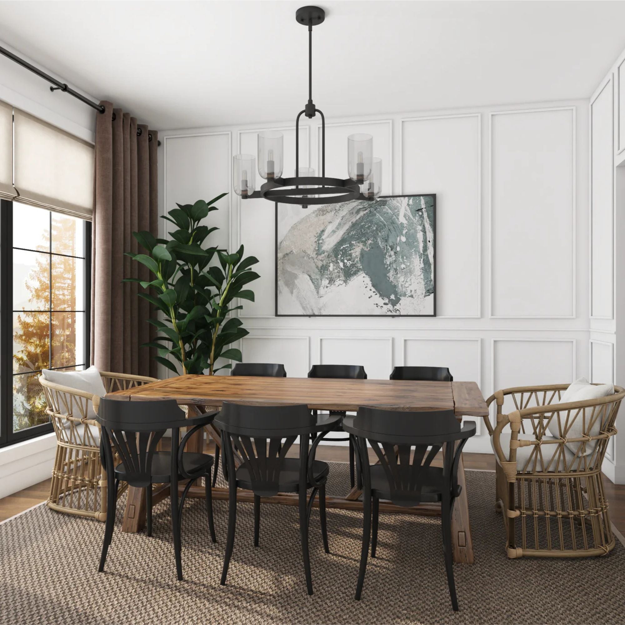 Prominence Home Hansley 5 Light Chandelier with Candelabra Base, Matte Black - VMInnovations