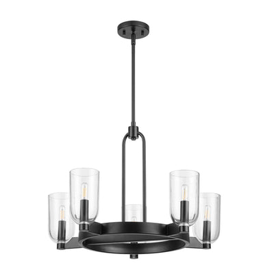Prominence Home Hansley 5 Light Chandelier with Candelabra Base, Matte Black - VMInnovations