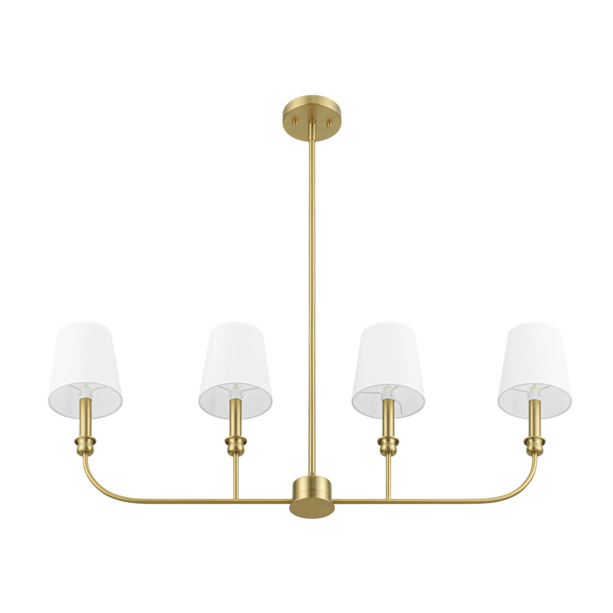 Prominence Home Bilet 4 Light Linear Chandelier with Fabric Shades, Brushed Gold