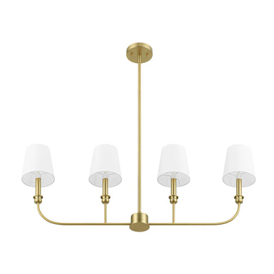 Prominence Home Bilet 4 Light Linear Chandelier with Fabric Shades, Brushed Gold
