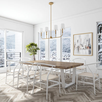 Prominence Home Bilet 4 Light Linear Chandelier with Fabric Shades, Brushed Gold - VMInnovations