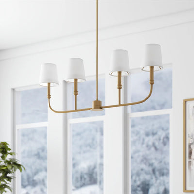 Prominence Home Bilet 4 Light Linear Chandelier with Fabric Shades, Brushed Gold - VMInnovations