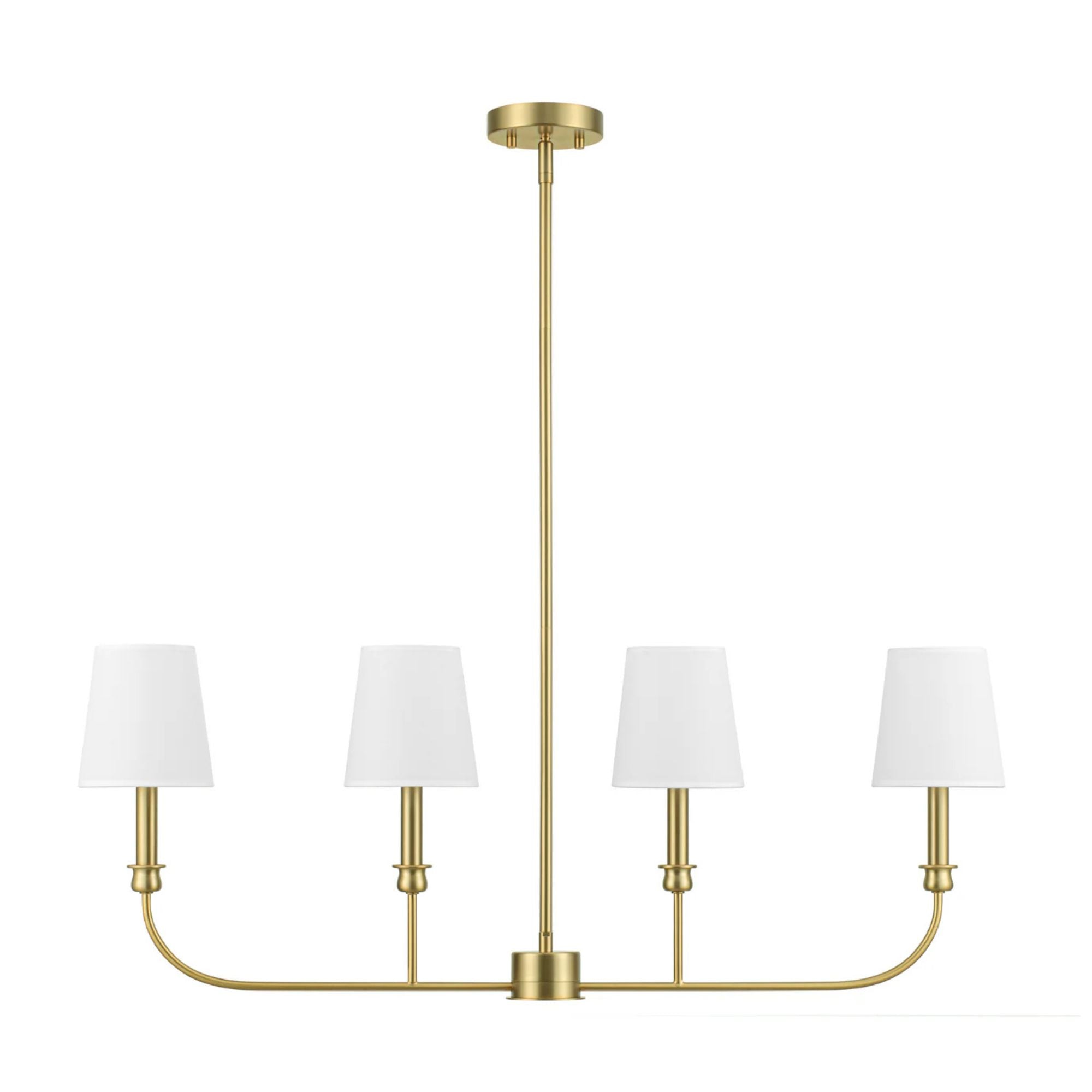 Prominence Home Bilet 4 Light Linear Chandelier with Fabric Shades, Brushed Gold - VMInnovations