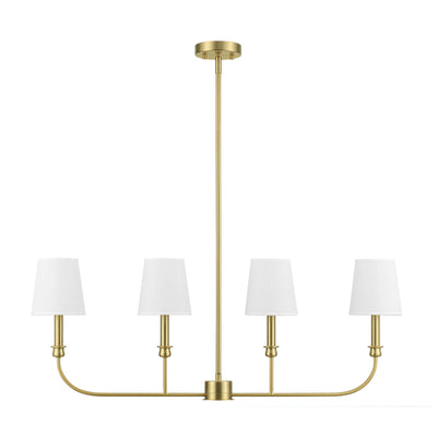Prominence Home Bilet 4 Light Linear Chandelier with Fabric Shades, Brushed Gold - VMInnovations
