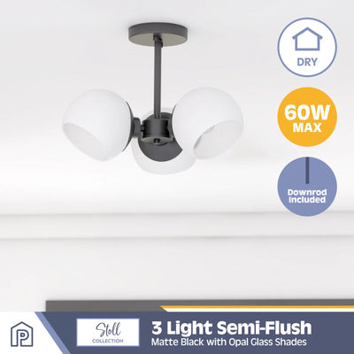 Prominence Home Stoll Semi-Flush 3-Light Chandelier with Opal Glass (Open Box) - VMInnovations