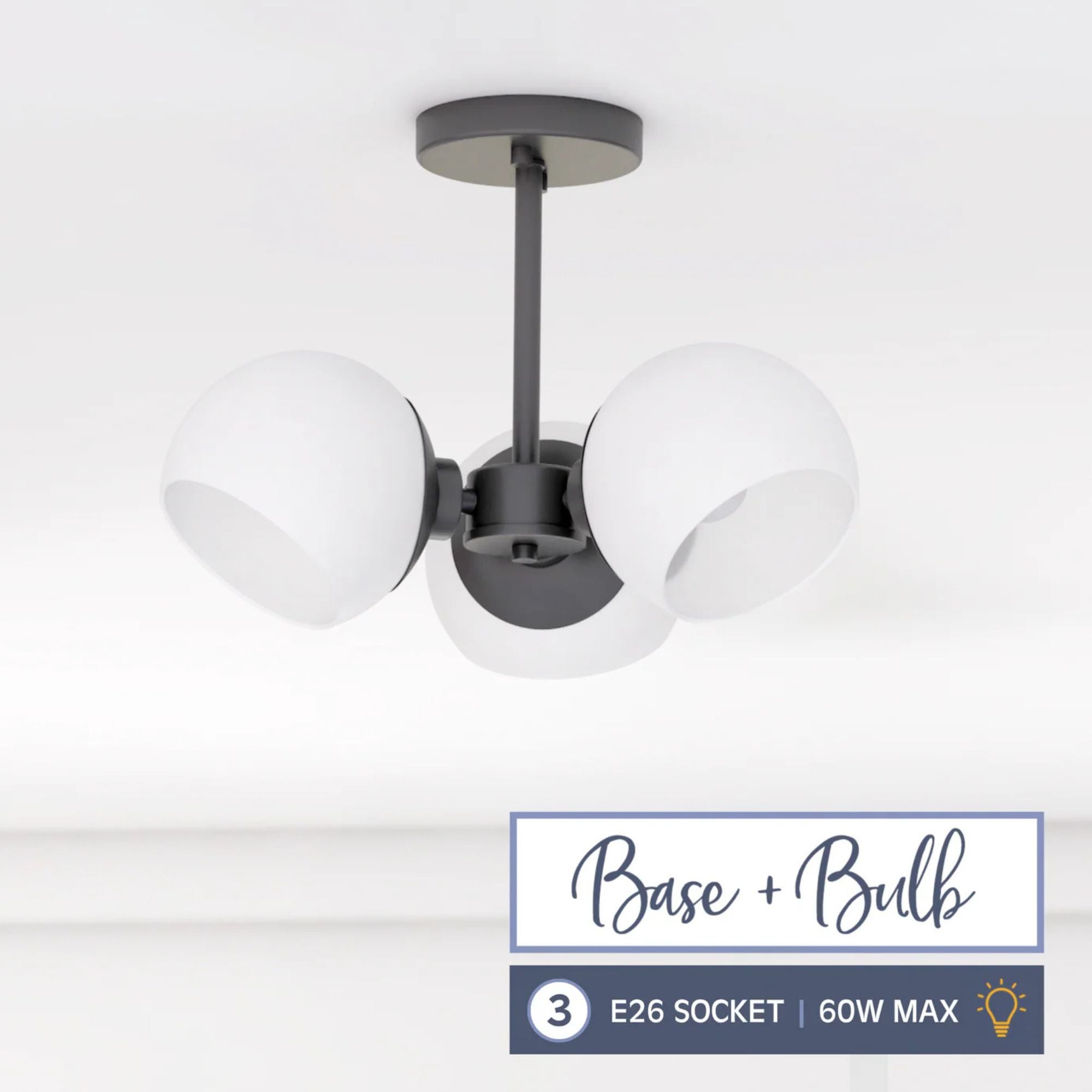 Prominence Home Stoll Semi-Flush 3-Light Chandelier with Opal Glass (Open Box)