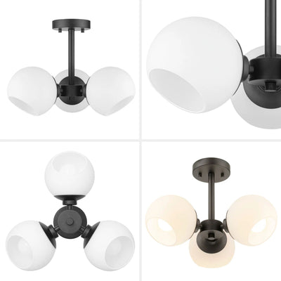 Prominence Home Stoll Semi-Flush 3-Light Chandelier with Opal Glass (Open Box)
