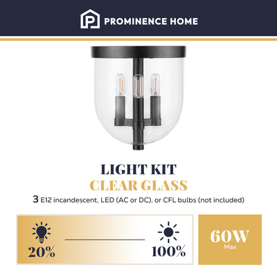 Prominence Home Hansley 3 Light Flush Mount Ceiling Light Fixture, Matte Black - VMInnovations