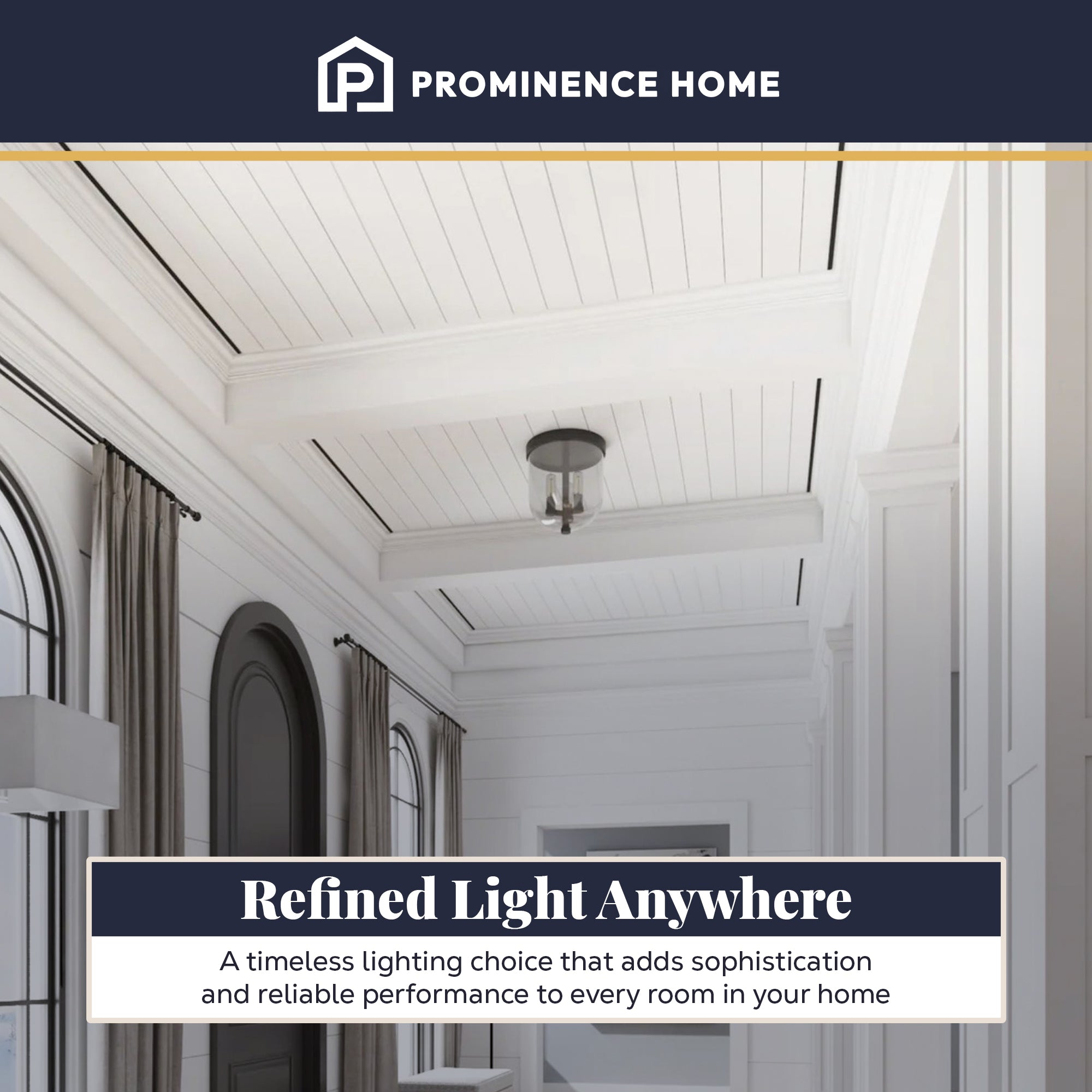 Prominence Home Hansley 3 Light Flush Mount Ceiling Light Fixture, Matte Black - VMInnovations