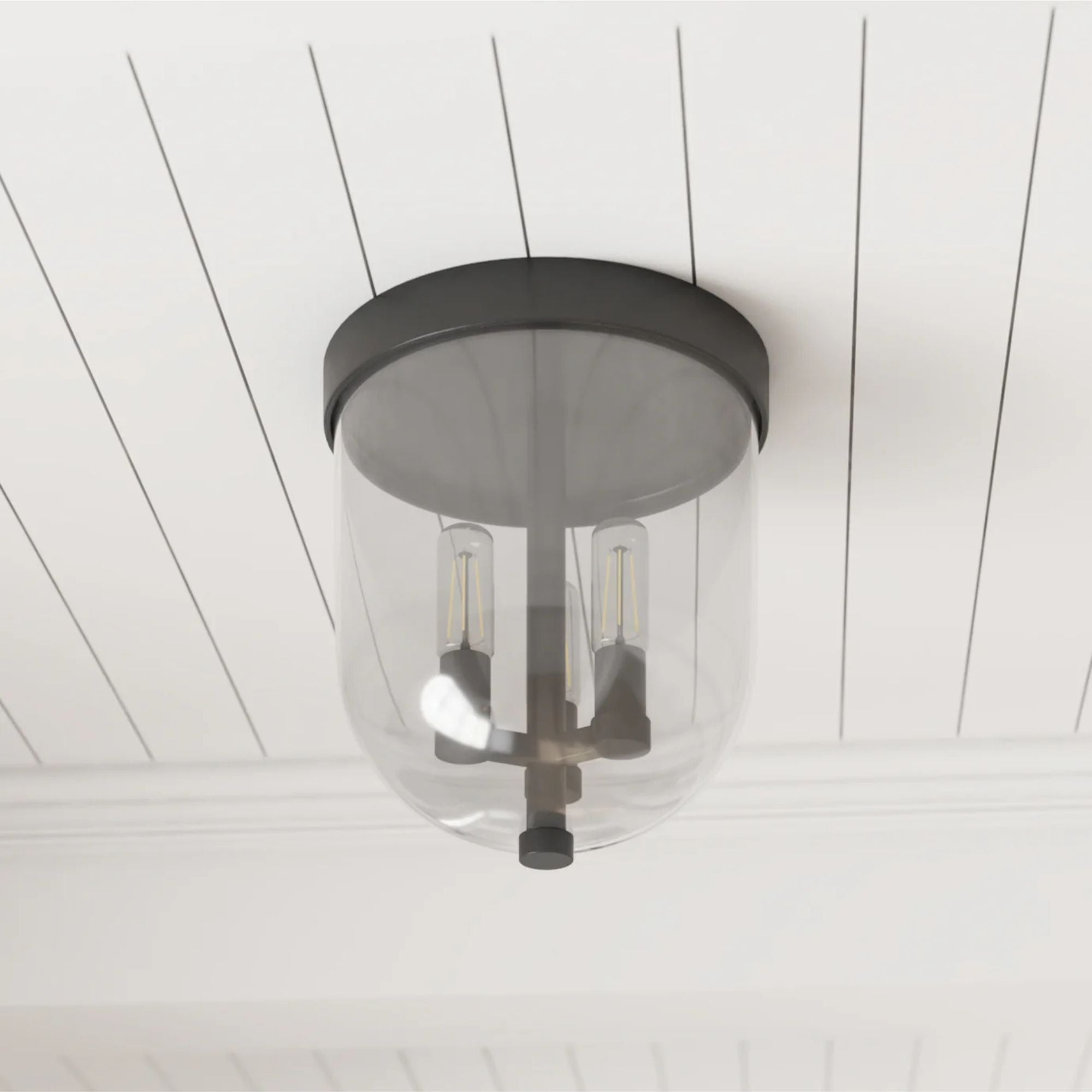 Prominence Home Hansley 3 Light Flush Mount Ceiling Light Fixture, Matte Black - VMInnovations