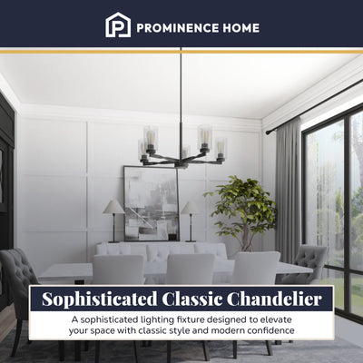 Prominence Home Lantier 5-Light Chandelier with Clear Glass, Matte Black - VMInnovations