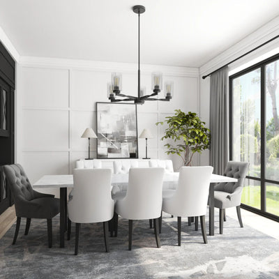Prominence Home Lantier 5-Light Chandelier with Clear Glass, Matte Black - VMInnovations