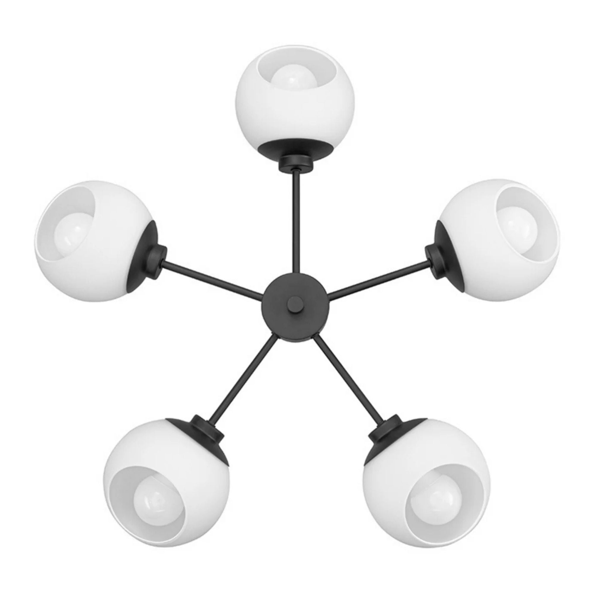 Prominence Home Stoll 5-Light Chandelier with Opal Glass Globes, Matte Black - VMInnovations