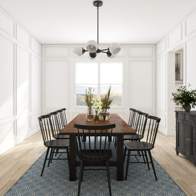 Prominence Home Stoll 5-Light Chandelier with Opal Glass Globes, Matte Black - VMInnovations