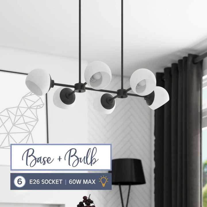 Prominence Home Stoll 6-Light Chandelier with Opal Glass Globes, Matte Black - VMInnovations