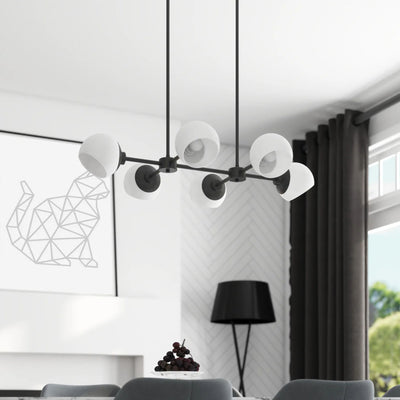 Prominence Home Stoll 6-Light Chandelier with Opal Glass Globes, Matte Black