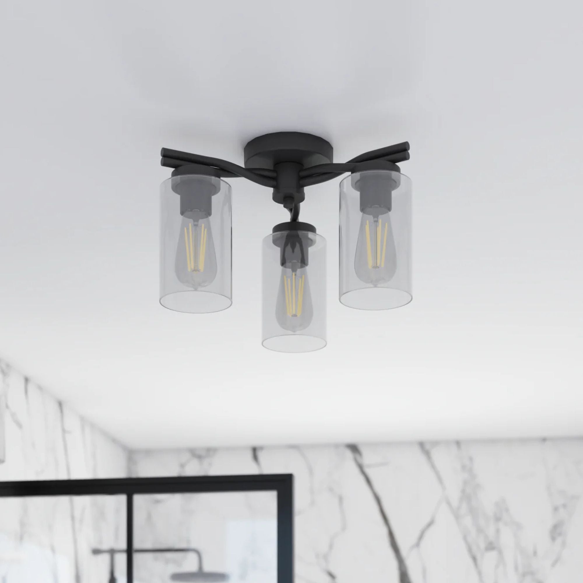 Prominence Home Lantier 3-Light Semi-Flush Ceiling Light for Home, Matte Black - VMInnovations