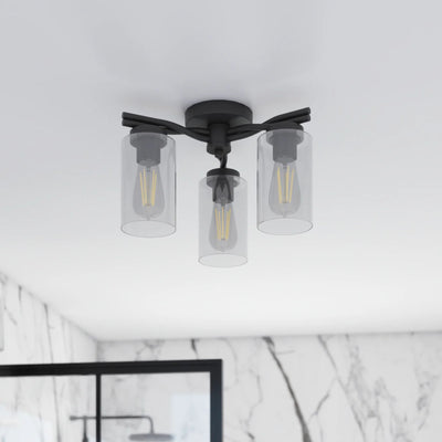 Prominence Home Lantier 3-Light Semi-Flush Ceiling Light for Home, Matte Black - VMInnovations