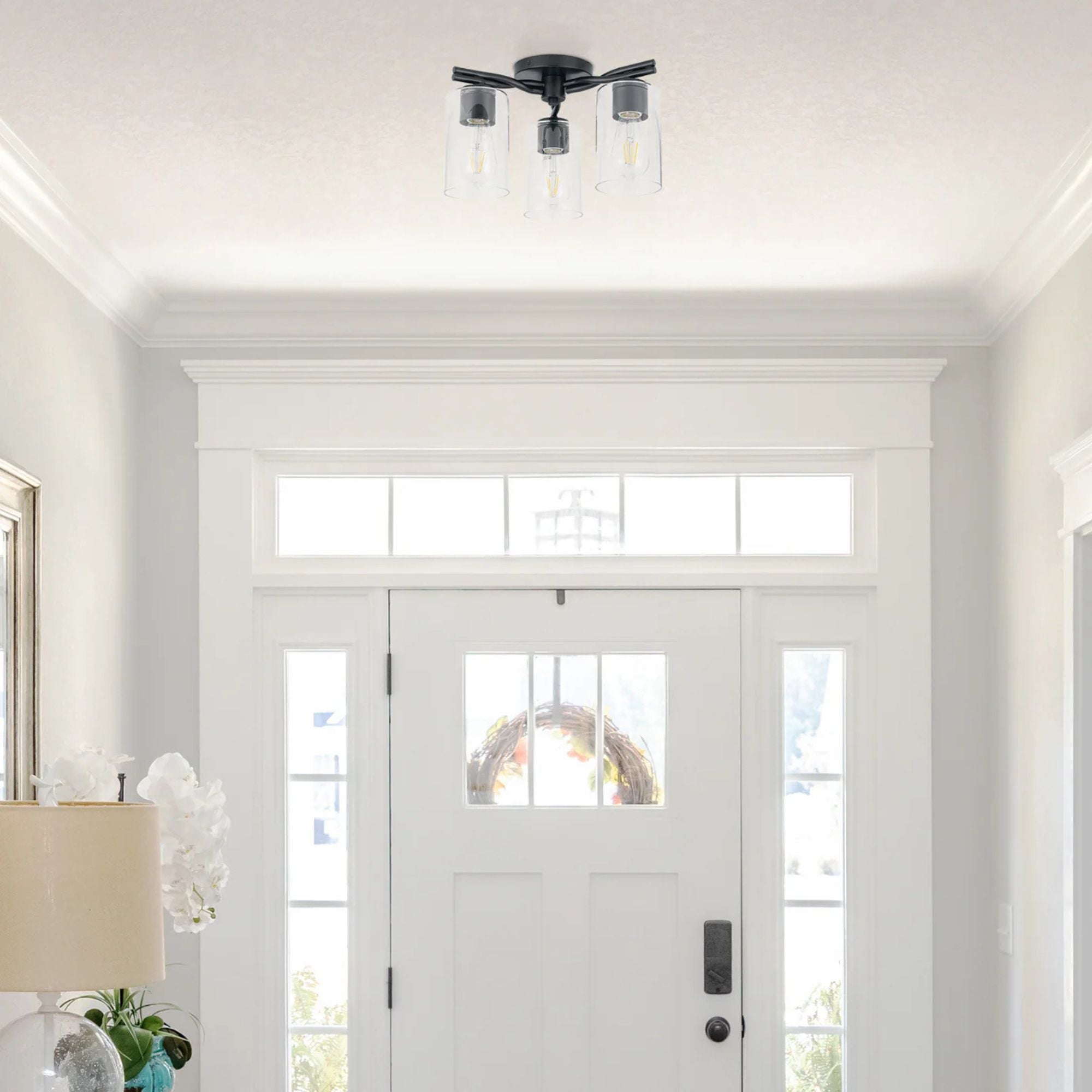 Prominence Home Lantier 3-Light Semi-Flush Ceiling Light for Home, Matte Black - VMInnovations
