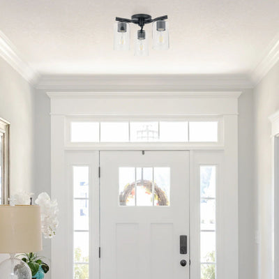 Prominence Home Lantier 3-Light Semi-Flush Ceiling Light for Home, Matte Black - VMInnovations
