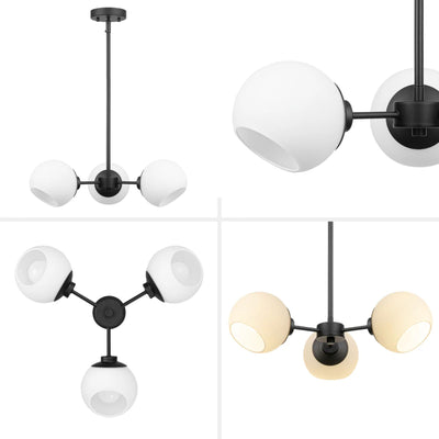 Prominence Home Stoll 3-Light Chandelier with Opal Glass Globes, Matte Black