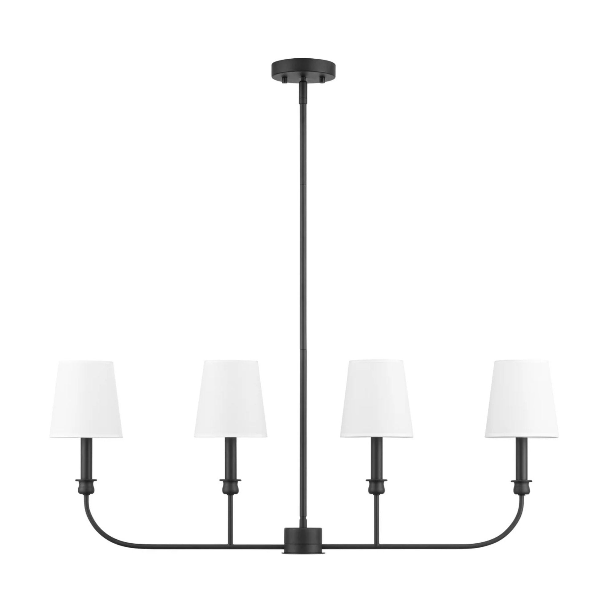 Prominence Home Billet 4-Light Linear Chandelier with Fabric Shades, Matte Black (Open Box)