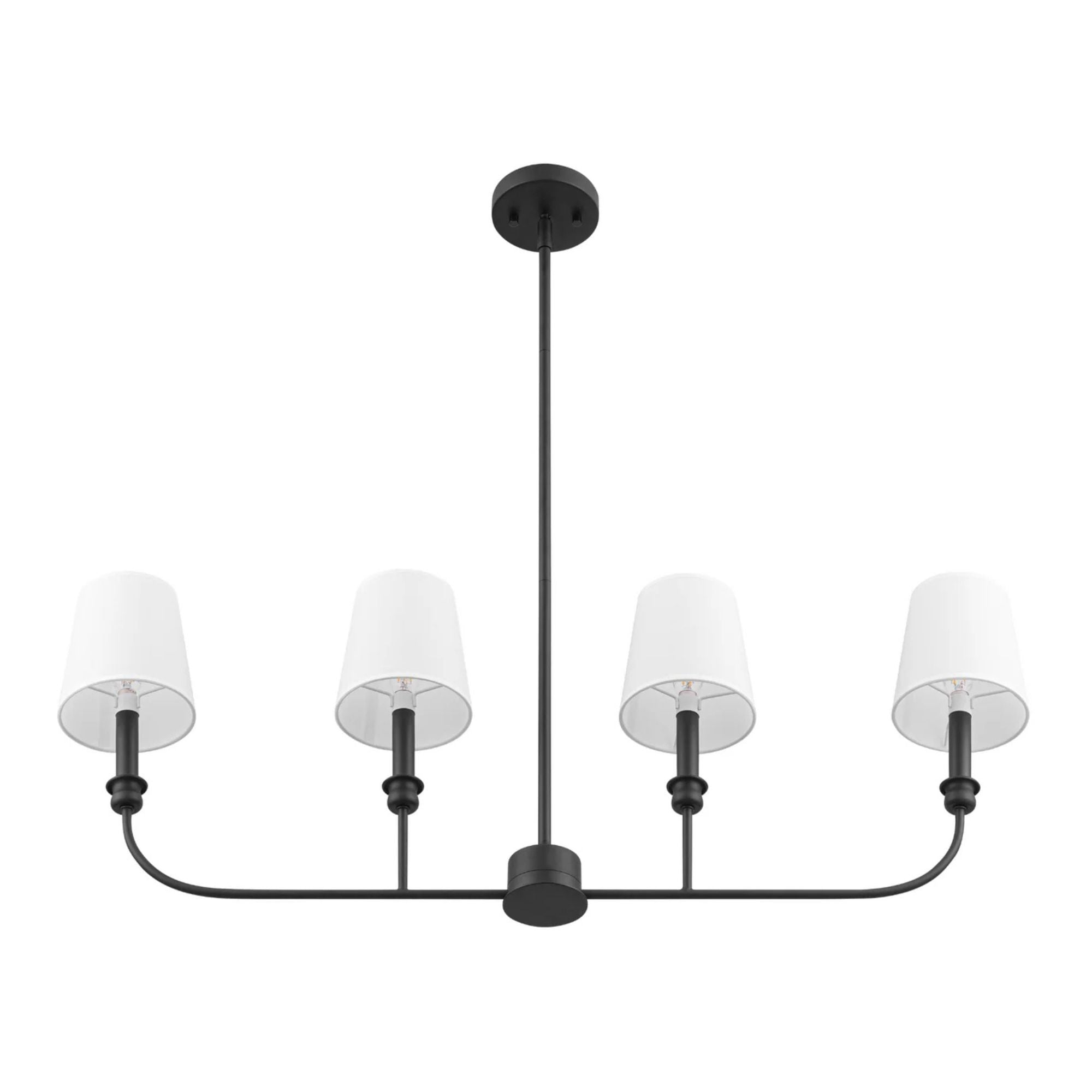 Prominence Home Billet 4-Light Linear Chandelier with Fabric Shades, Matte Black (Open Box)