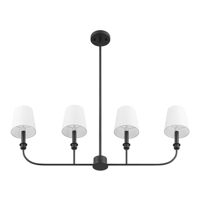 Prominence Home Billet 4-Light Linear Chandelier with Fabric Shades, Matte Black (Open Box)