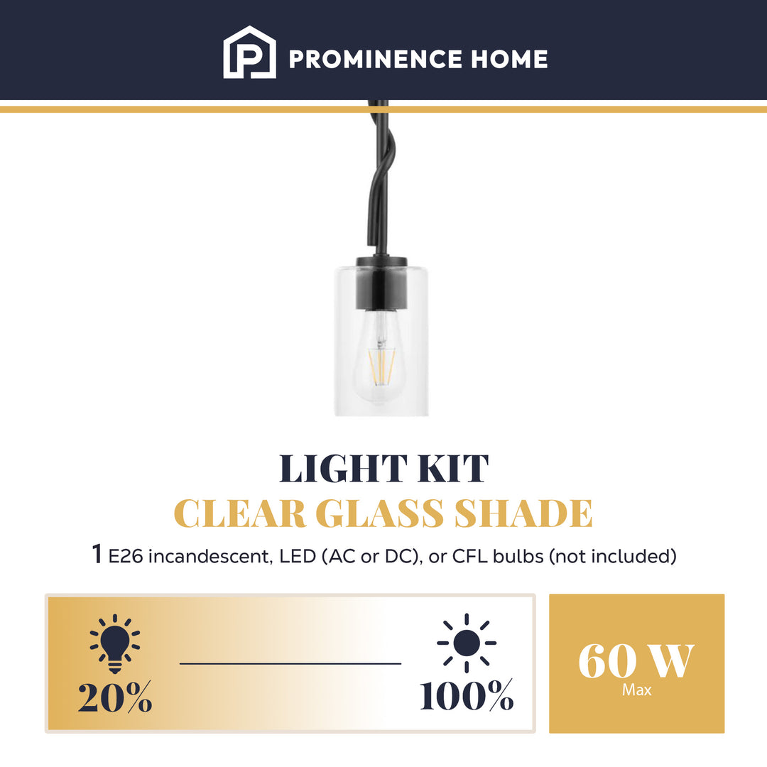 Prominence Home Lantier 1-Light Mini Pendant with Clear Glass, Matte Black - VMInnovations