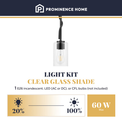 Prominence Home Lantier 1-Light Mini Pendant with Clear Glass, Matte Black - VMInnovations