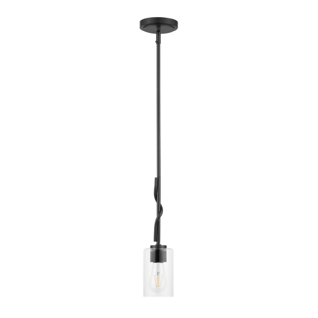 Prominence Home Lantier 1-Light Mini Pendant with Clear Glass, Matte Black - VMInnovations