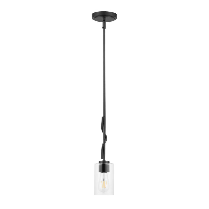 Prominence Home Lantier 1-Light Mini Pendant with Clear Glass, Matte Black - VMInnovations