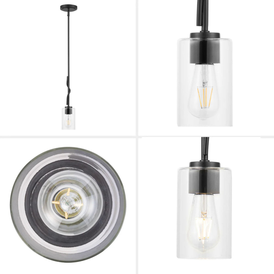 Prominence Home Lantier 1-Light Mini Pendant with Clear Glass, Matte Black - VMInnovations