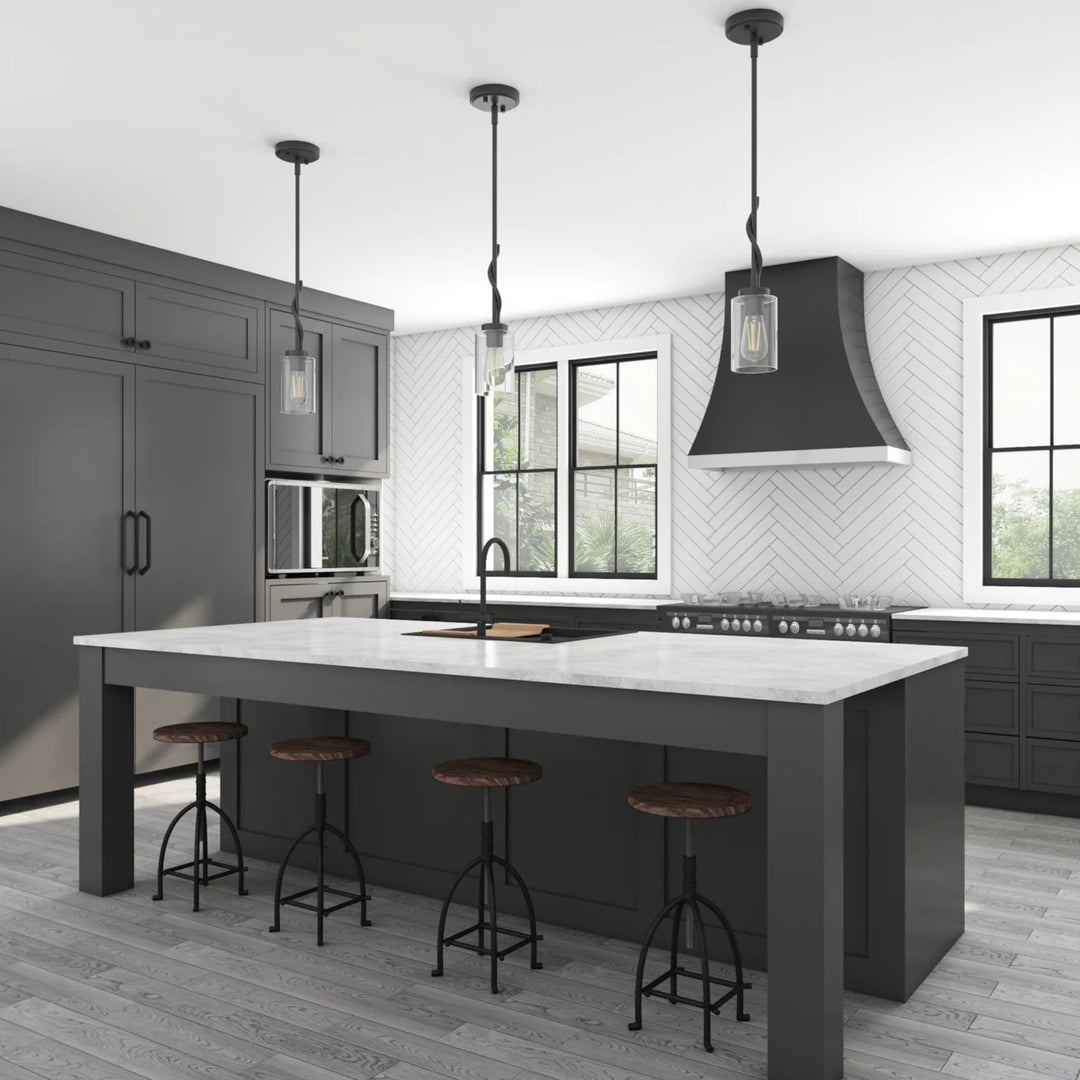 Prominence Home Lantier 1-Light Mini Pendant with Clear Glass, Matte Black - VMInnovations